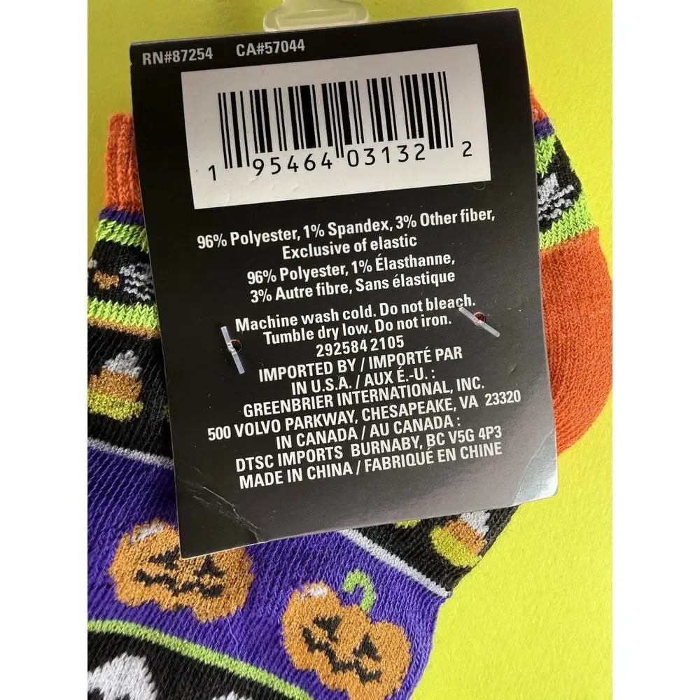 Halloween Low Cut Socks Orange Black Green Cats Candy Corn Pumpkin Ghost Sz 5-9